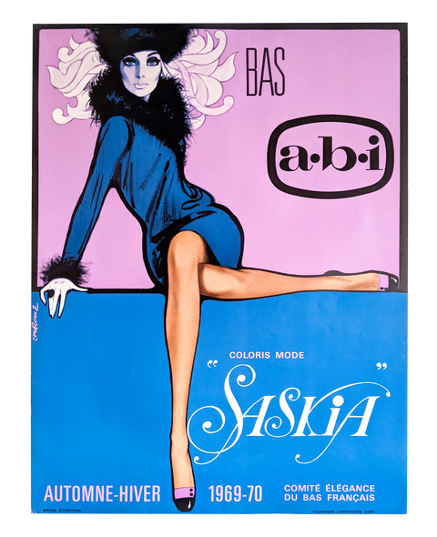 Affiche originale Les Bas ABI Saskia par Couronne - 1969