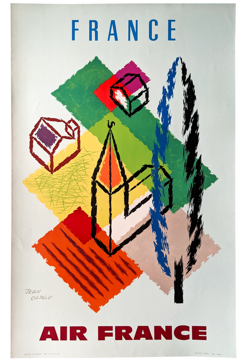 Affiche originale Air France, Jean-Carlu 1959