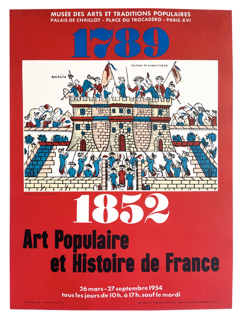 Affiche Originale Art Populaire et Histoire de France au Palais de Chaillot, 1954 - Mourlot