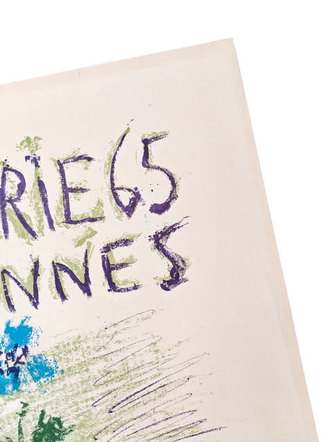 Rare Affiche Lithographique Originale De Picasso, Sur Papier Arches "Galerie 65 Cannes" - 1956 - Mourlot