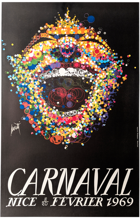 Affiche originale Carnaval Nice 1969, Moretti