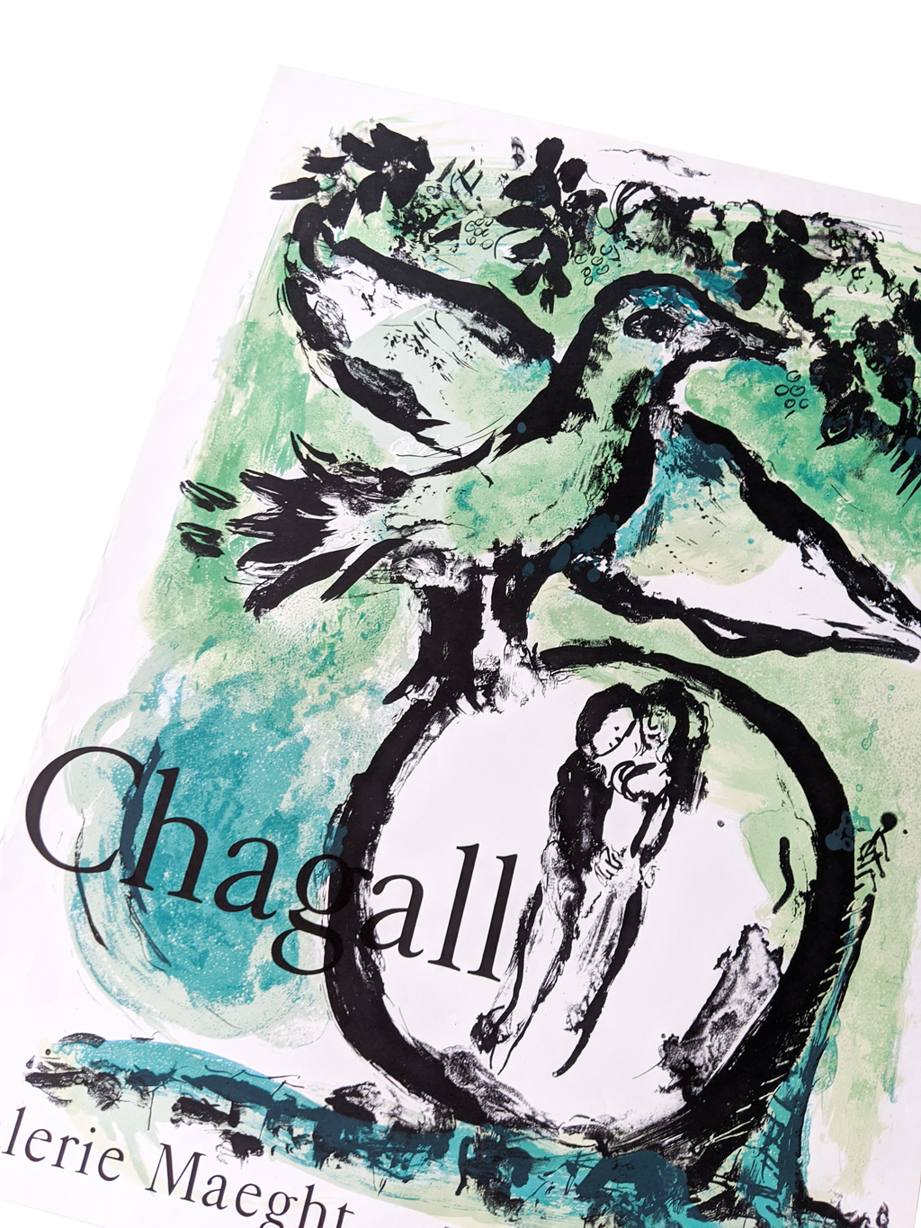 Original Exhibition Poster Maeght Marc Chagall 1962, L'Oiseau Vert Original Exhibition Poster Maeght Marc Chagall 1962, L'Oiseau Vert