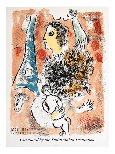 Affiche originale Marc Chagall "Offrande à la Tour Eiffel", 1959 - Mourlot