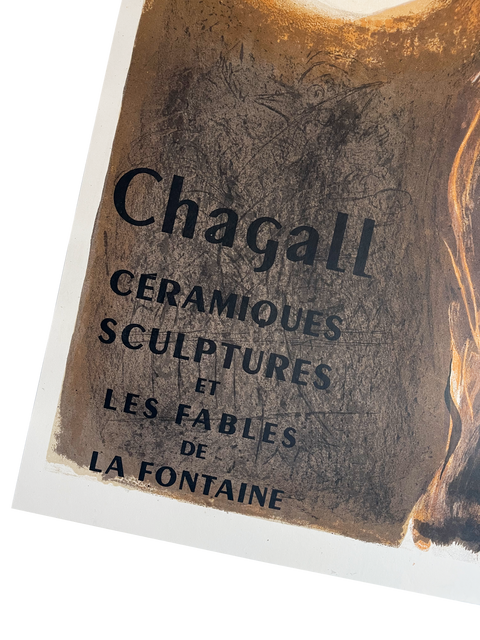 Original March Chagall Poster "Ceramique Sculptures Et Les Fables De La Fontaine" 1952 - Mourlot