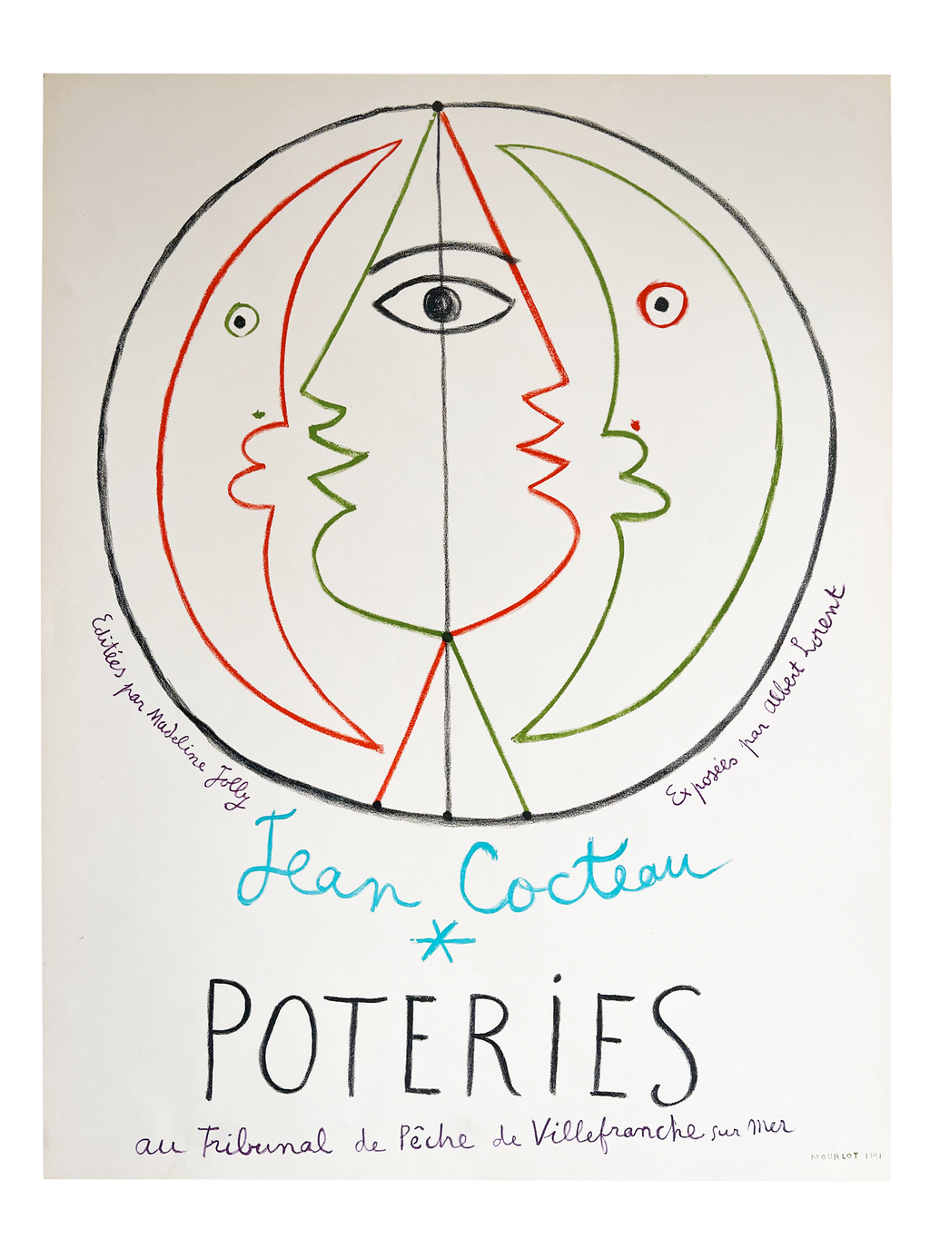 Original Jean Cocteau Poster - Expo 58 Poteries VilleFranche sur