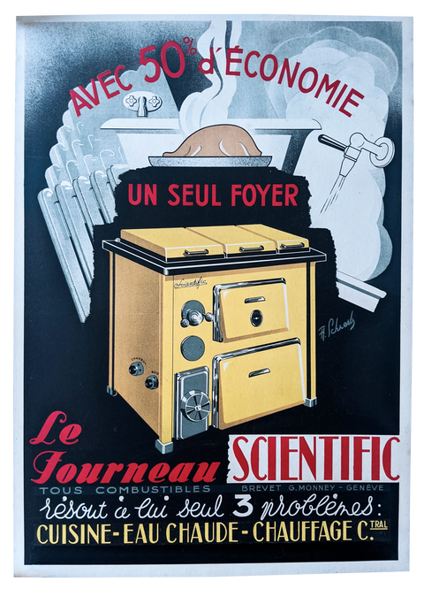 Affiche vintage originale Fourneau scientifique