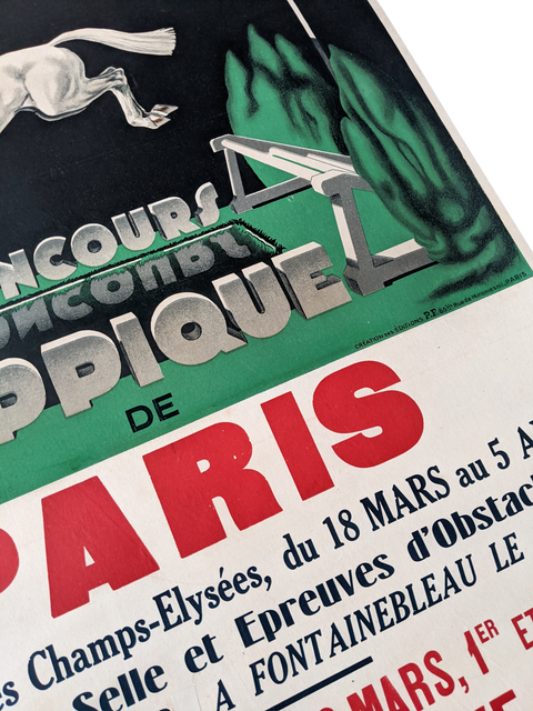 Affiche originale Concours Hippique Par Marcou - 1933 - Champs-Élysées