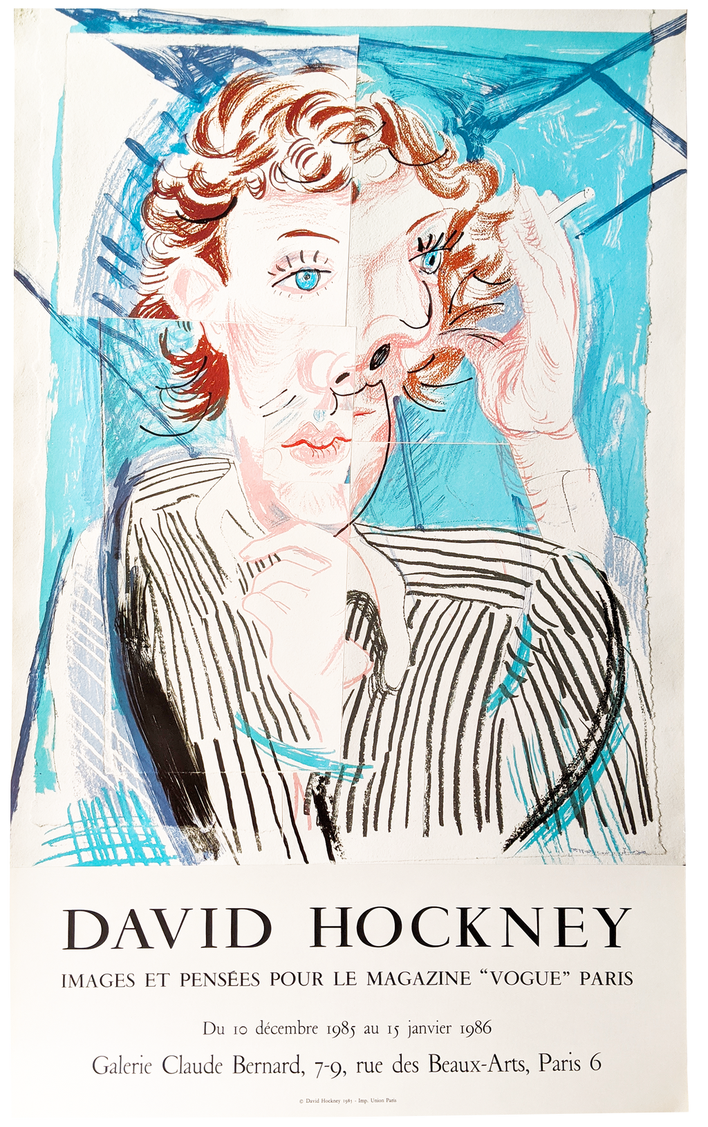 Original Exhibition Poster, David Hockney 1986 - Galerie Claude