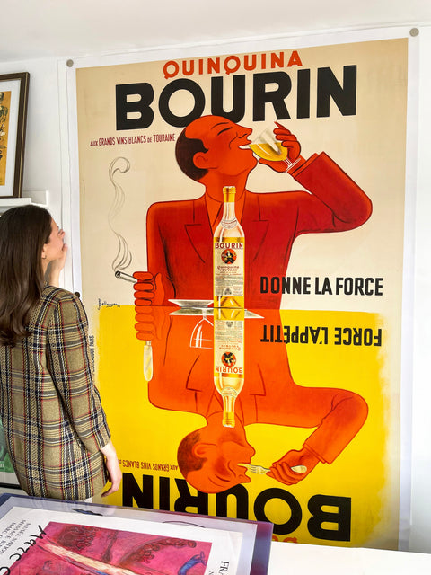 Affiche originale Quinquina Bourin "Aux Grands Vins Blanc De Touraine" - 1936