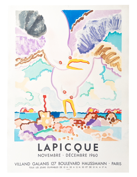 Affiche originale Lapicque "Galerie Villand Galanis - 1960 - Mourlot