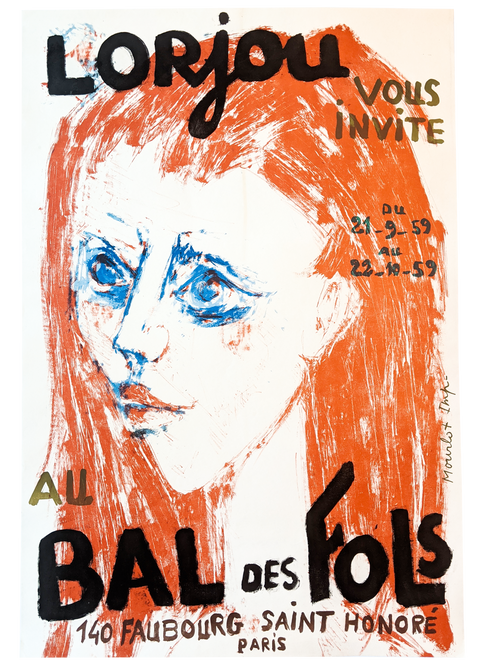Affiche originale Bal Des Fols, Lorjou - 1959