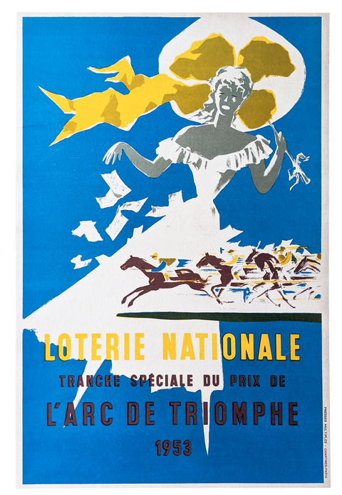 Affiche originale Loterie Nationale, Arc De Triomphe - 1953