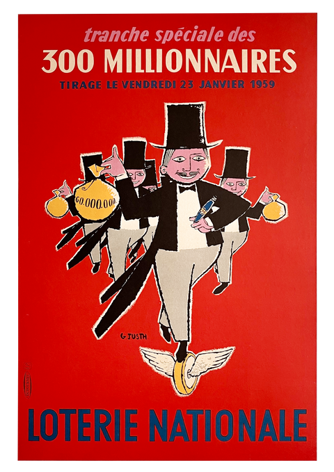 Affiche Lithographique Originale Loterie Nationale 1959