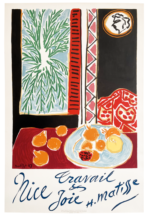 Affiche lithographique originale Nice Travail & Joie par Henri Matisse 1947 - Mourlot
