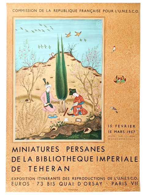 Affiche d'exposition originale Miniatures Persanes 1957 - Mourlot