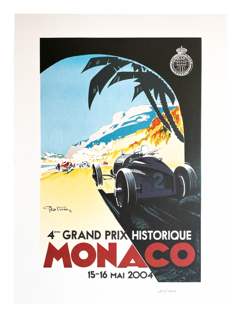Affiche Lithographique Originale Grand Prix Historique de Monaco 2004, numérotée 161/1000 (VIP)