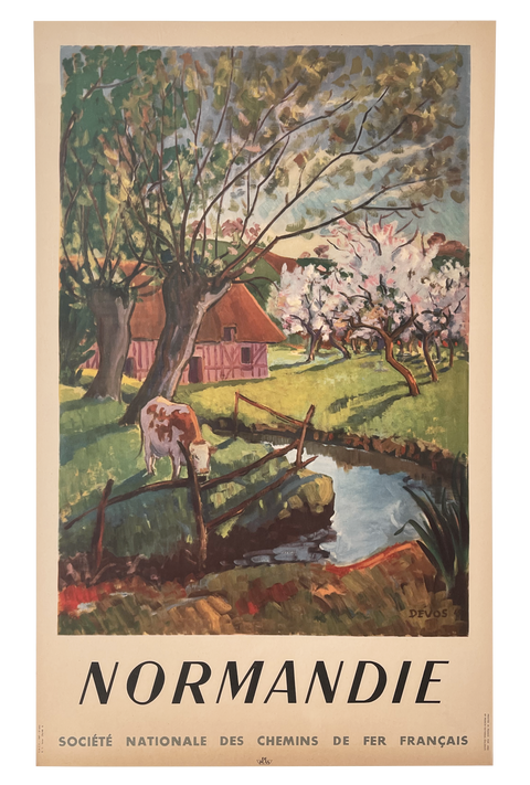 Affiche originale Normandie Chemin De Fer, 1947
