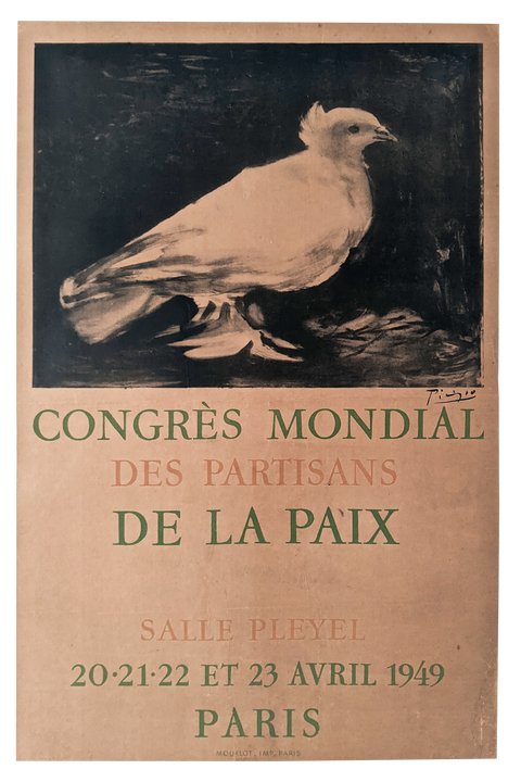 Affiche originale en lithographie de Picasso - Congrès mondial des partisans de la paix - 1949 - Mourlot