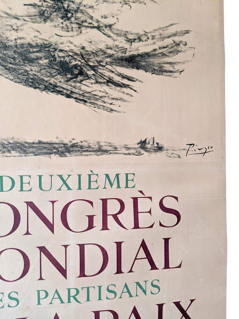 Affiche originale de Picasso Deuxième Congrès Mondial des Partisans de la Paix - 1950
