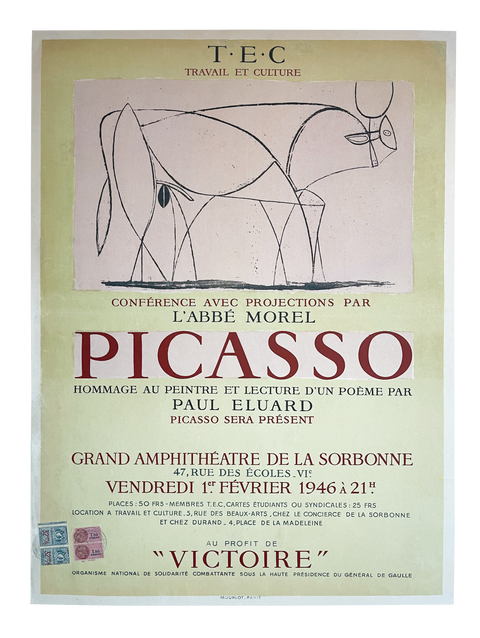 Original Pablo Picasso Poster Sorbonne Paris "Victoire" 1946 - Mourlot