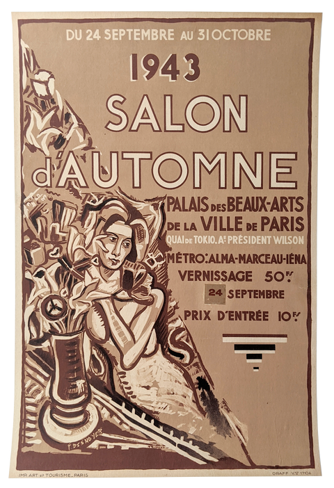 Affiche originale Salon D'automne Palais Beaux Arts Paris - Desnoyer, 1943