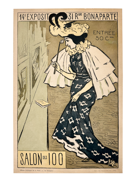 Original Poster 14th Salon Des Cent Exhibition By Jean Louis Fernand 1895