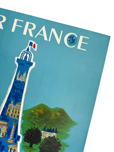 Original Air France Poster By Bernard Villemot "Tour Eiffel", 1952