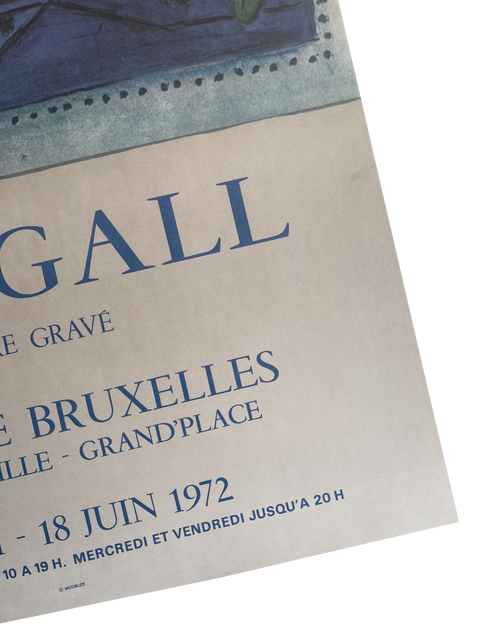 Original Lithographic Poster By Chagall, Ville De Bruxelles 1972 - Mourlot