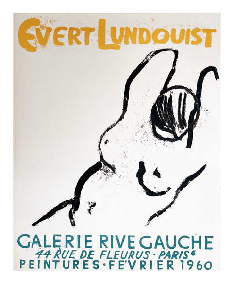 Original Poster Evert Lundqvist - Expo 1960 - Galerie Rive Gauche