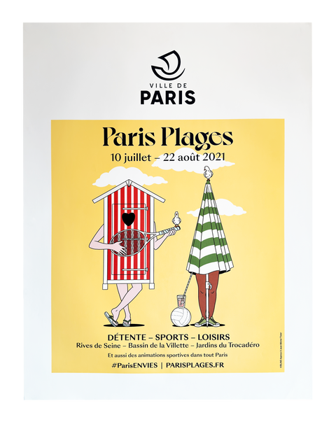 Original Paris Plage Poster Jean-Michel Tixier, 2021 (Yellow)
