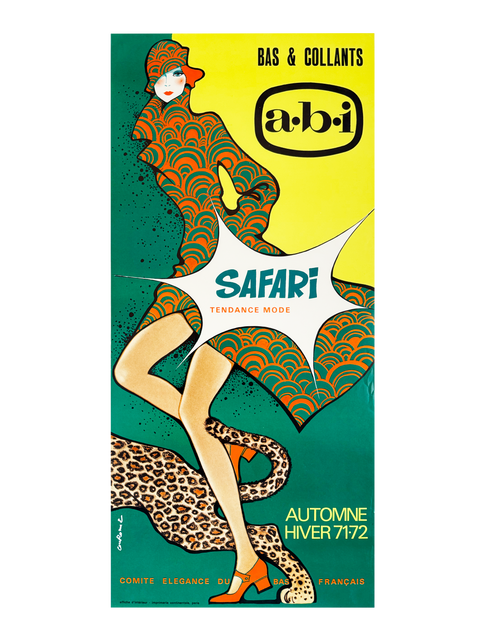 Original Poster Les Bas ABI Safari by Couronne - 1971