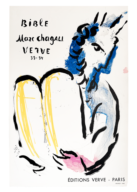 Original Marc Chagall Poster "Moses" Bible Verve, 1956 - Mourlot (Arch Paper)
