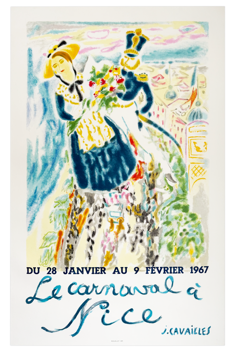 Original Poster Jules Cavaillés "Le Carnaval A Nice", 1967 - Mourlot