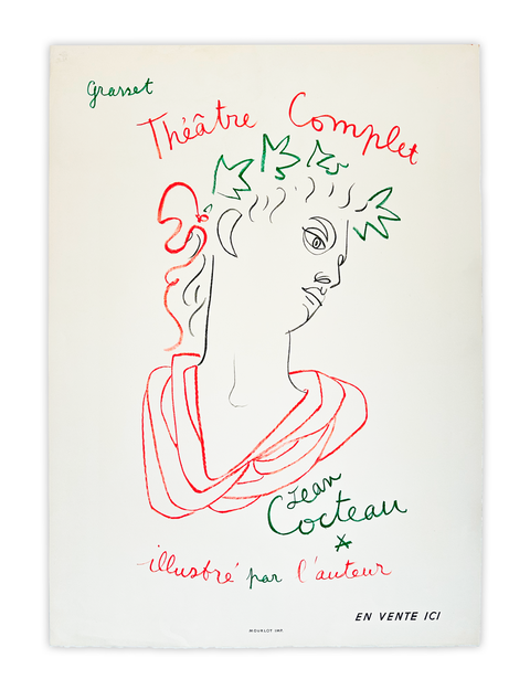 Original Jean Cocteau Poster "Grasset Theatre Complet" 1957 (Arches Paper)