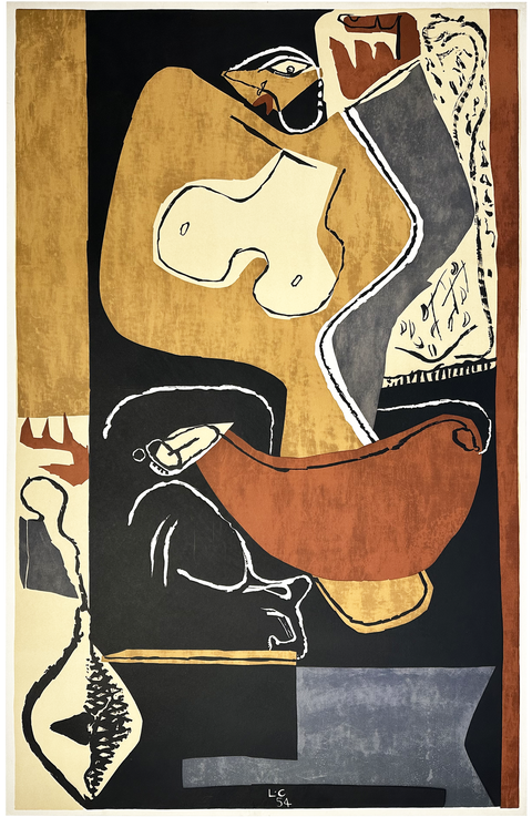 Original Lithograph Le Corbusier "Femme à la main levée", 1954 - Mourlot