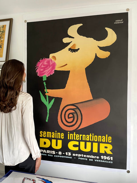 Original Herve Morvan Poster Semaine Internationale Du Cuir, 1961 (Big Size)