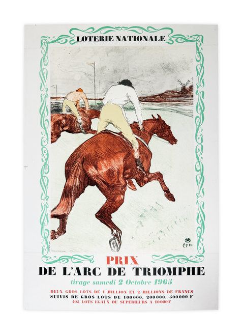 Original Loterie Nationale Poster "Prix De L'Arc De Triomphe", Toulouse Lautrec - 1965