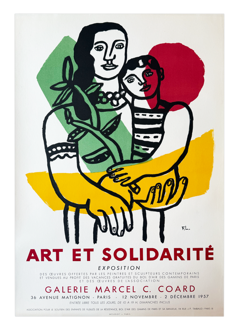 Original Fernand Leger Poster Art Et Solidarite 1957 - Mourlot