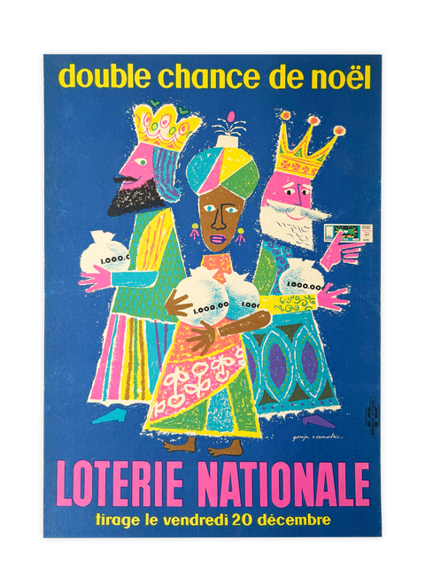 Original Lithography Poster Loterie Nationale "Double Chance De Noel" 1966