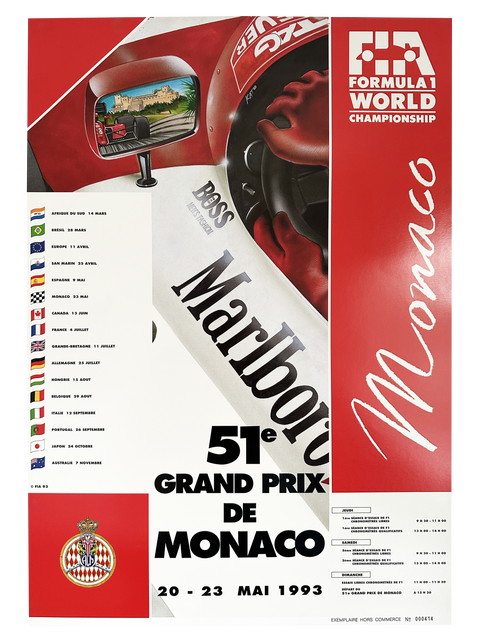 Original Formula 1 Poster Grand Prix Monaco 1993 (numbered)