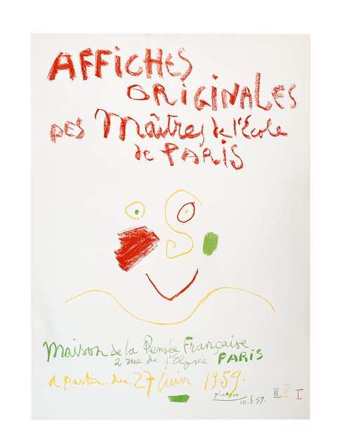 Original Pablo Picasso Poster "Affiches Originales des Maitres de L'Ecole de Paris" - Maison de la Pensée Francaise, 1959 - Mourlot (Arch Paper)
