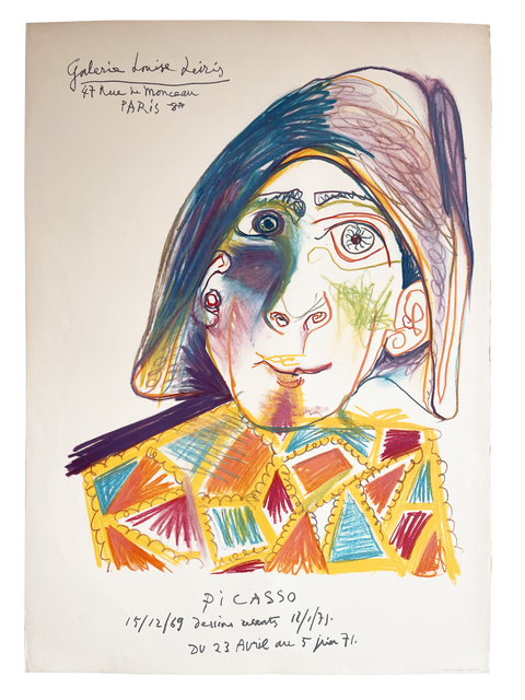 Original Picasso Poster « Harlequin » Galerie Louise Leiris, 1971 (Arch Paper - Mourlot)