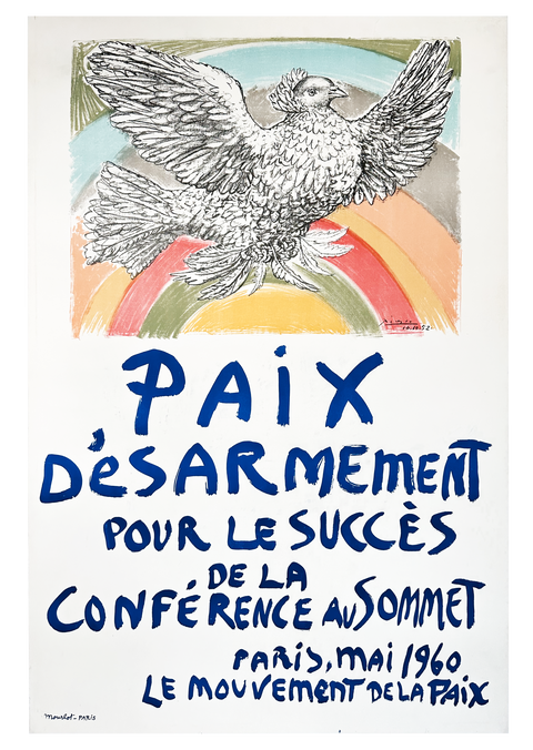 Original Poster By Pablo Picasso Paix Désarmement pour le Succès de la Conférence au Sommet, 1960 - Mourlot