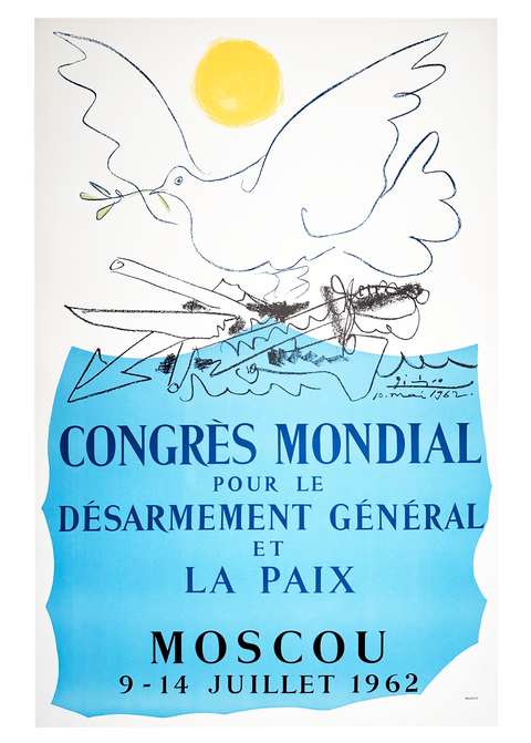 Original Pablo Picasso Poster "Congres Mondial" Paix, 1962 - Mourlot