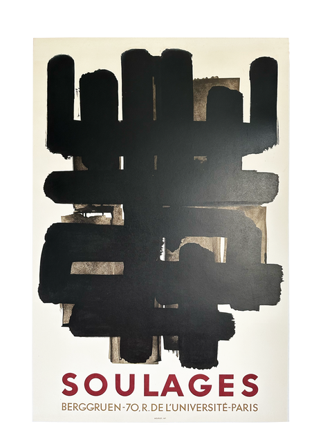 Original Pierre Soulages at the Galerie Berggruen, 1958 - Mourlot (Arch Paper)