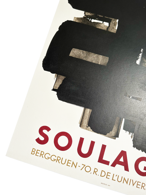Original Pierre Soulages at the Galerie Berggruen, 1958 - Mourlot (Arch Paper)