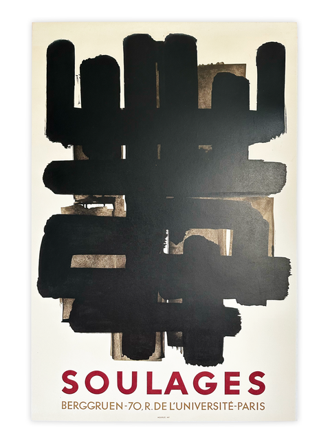 Original Pierre Soulages at the Galerie Berggruen, 1958 - Mourlot (Arch Paper)