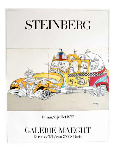 Original Exhibition Saul Steinberg Poster Taxi 1977