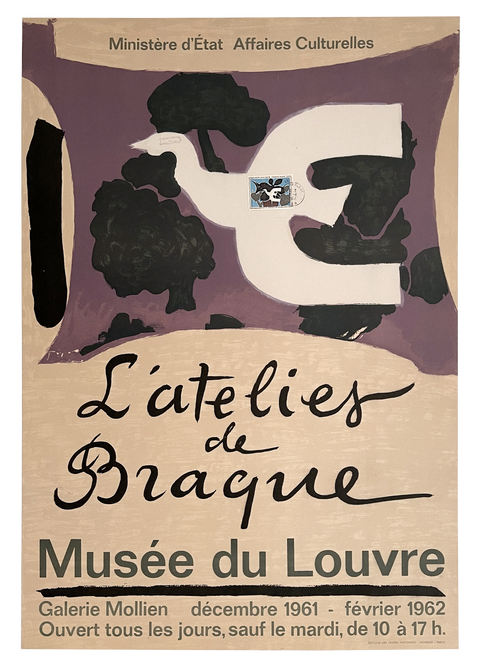 Original Georges Braque Poster 1961, Musée Du Louvre - Mourlot
