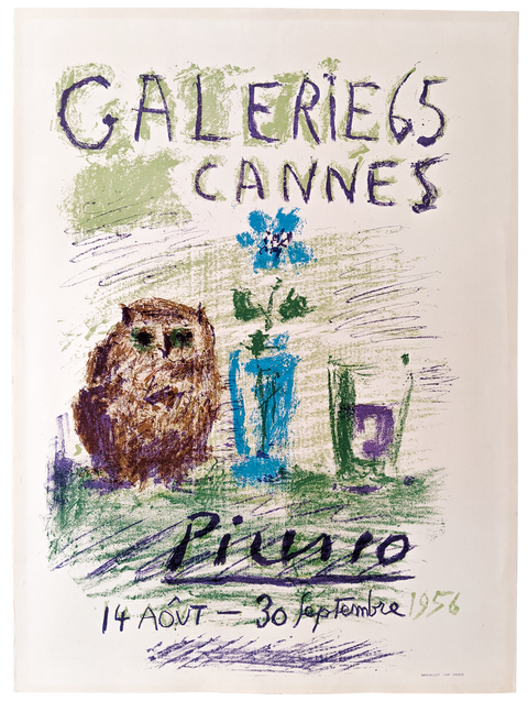 Rare Original Lithographic Poster By Picasso, On Arch Paper "Galerie 65 Cannes" - 1956 - Mourlot